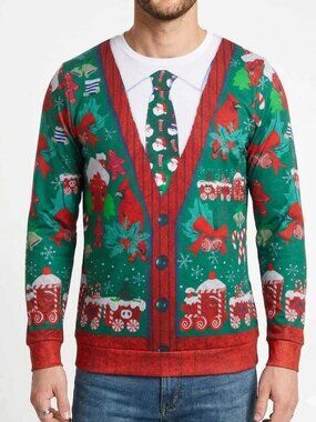 Graphic Faux Hua Lan Christmas Shirt Medium Christmas Party Shirt